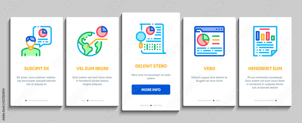 Poster statistician assistant onboarding mobile app page screen vector. statistician research and document 