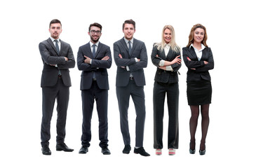 Obraz premium group of young successful entrepreneurs standing in a row