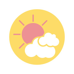 sun and clouds icon, block style design