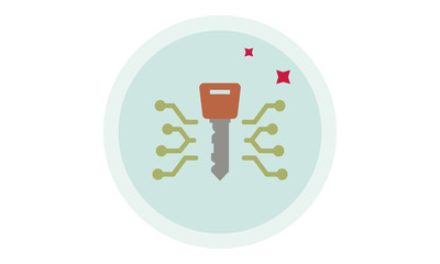 Digital encryption key icon for secure access and encryption