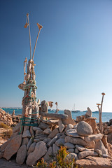 Fun sculptures made of objects recovered from the beach.
