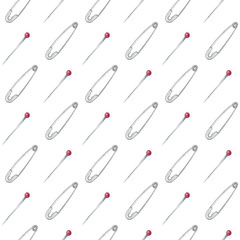 seamless watercolor pattern. needle and pin.