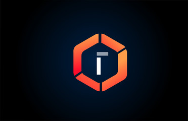 orange white polygon T letter alphabet logo design icon in black and orange for company and business