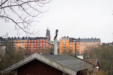 South of Stockholm seen behind a rooftop