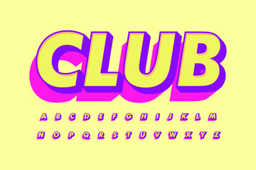 Modern 3D font and alphabet for poster  sticker vector