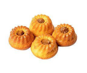 Sweets baking muffins with filling, confectionery for coffee and tea, delicious breakfast.
