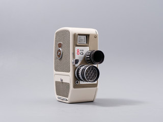 retro mini camcorder on a gray background