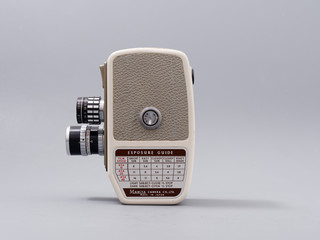 retro mini camcorder on a gray background
