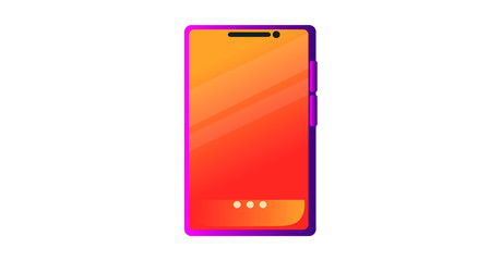 Vector pink and orange smartphone with shiny screen. смартфон на белом фоне