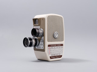 retro mini camcorder on a gray background