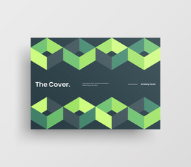 Fototapeta premium Creative business presentation vector A4 horizontal orientation front page mock up. Modern corporate report cover abstract geometric illustration design layout. Company identity brochure template.