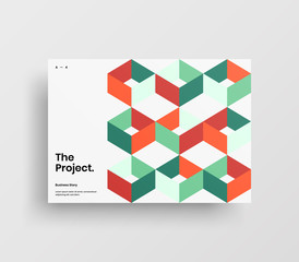 Fototapeta premium Creative business presentation vector A4 horizontal orientation front page mock up. Modern corporate report cover abstract geometric illustration design layout. Company identity brochure template.