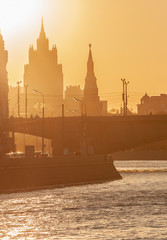 Moskva river Boat tour in the late afternoon, Moscow, Russia.