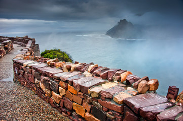 A scene from the viewpoint at Cape of Good Hope, Cape Town, Republic of South Africa.  