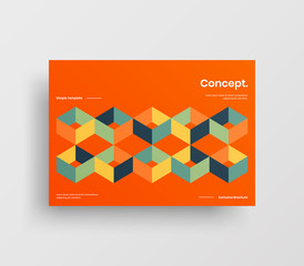 Creative business presentation vector A4 horizontal orientation front page mock up. Modern corporate report cover abstract geometric illustration design layout. Company identity brochure template.