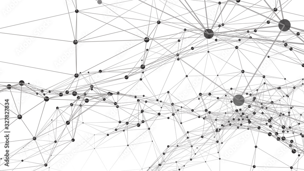 Fototapete Polygonal white background with connecting dots and lines. Network connection structure. Plexus effect. 3d rendering.