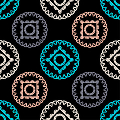 Aztec elements. Ethnic boho ornament. Seamless pattern. Tribal motif. Vector illustration for web design or print.