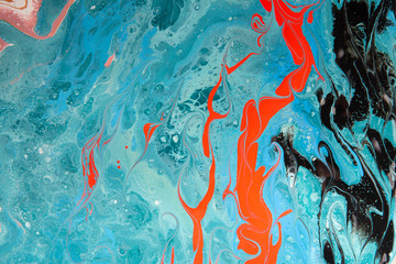 Paint artwork of watercolors Blue, black and red pattern swirl