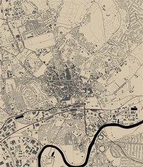 map of the city of Nottingham, Nottinghamshire, East Midlands, England, UK