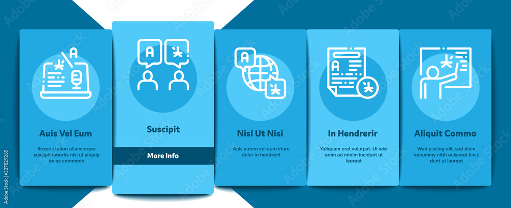 Poster interpreter translator onboarding mobile app page screen vector. interpreter in smartphone and web s