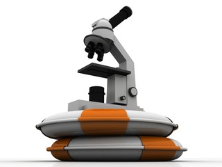 3d rendering Microscope in life belt