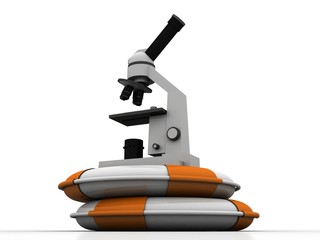 3d rendering Microscope in life belt