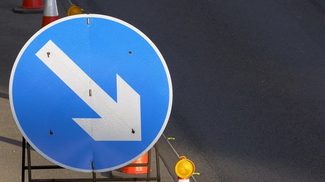 roadworks sign on uk motorway in england