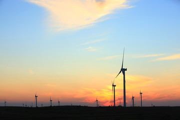Wind turbines in the evening