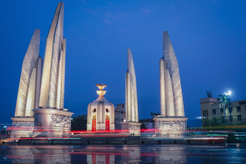 Fototapeta na wymiar Democracy Monument is a night-time landmark in Bangkok, Thailand.