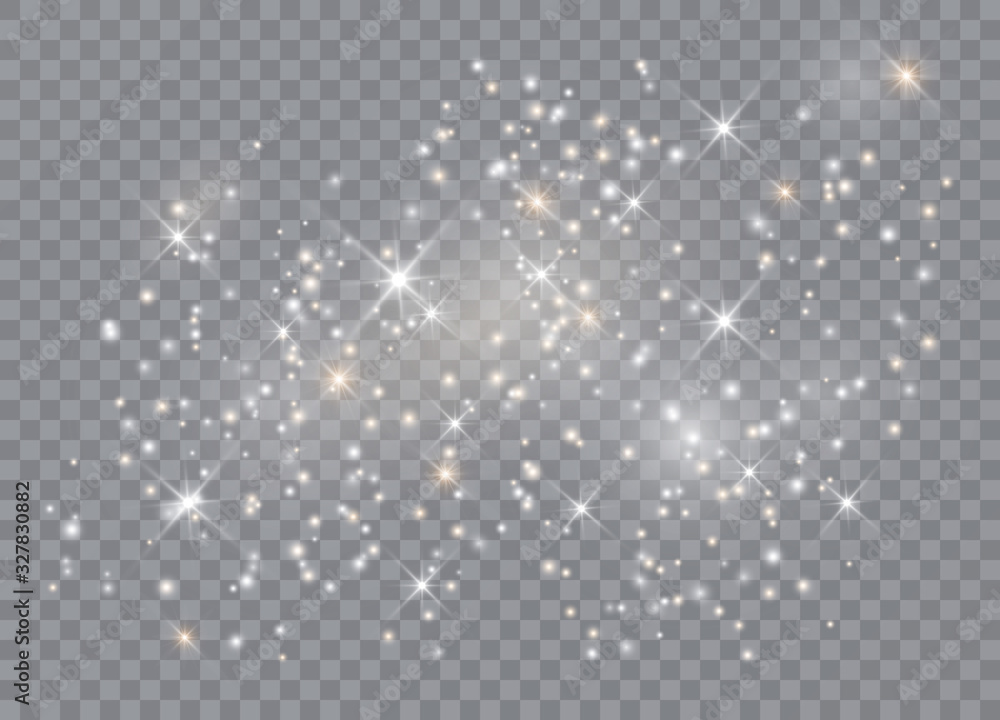 Poster light glow effect stars. vector sparkles on transparent background. christmas abstract pattern. spar