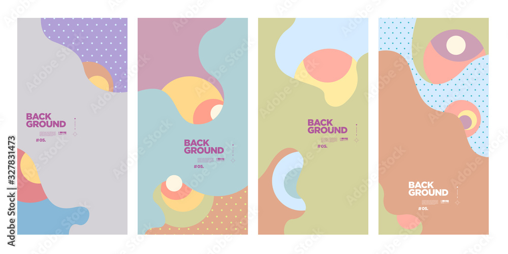 Poster vector flat geometric and curve background pattern in soft colours for summer event and decoration