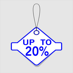 up to 20% discount icon hanger with white background