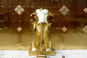 Golden elephant in Wat Chiang Gan, Chiang Mai, Thailand
