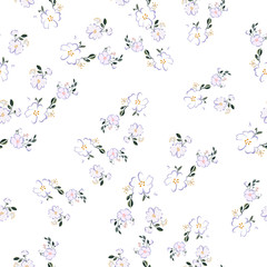 Fashionable cute pattern in nativel flowers. Floral seamless background for textiles, fabrics, covers, wallpapers, print, gift wrapping or any purpose.