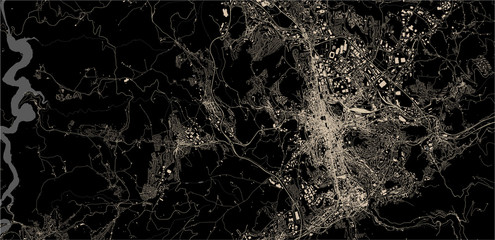 map of the city of Saint-Etienne, Loire, Auvergne-Rhone-Alpes, France