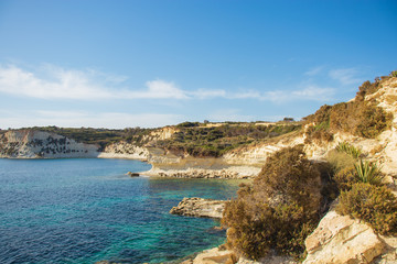Fototapeta na wymiar beautiful rocky coastline and sea Malta landscape