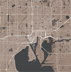 map of the city of Tampa, Florida, USA