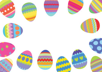 Happy easter eggs with a border design. Spring summer holiday