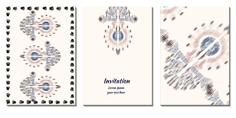 Cover royal greeting design. Modern template with ikat ornament for wedding design or greeting card any purpose