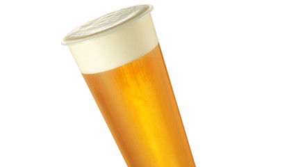 Yellow milkshake drink on white