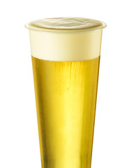 Yellow milkshake drink on white