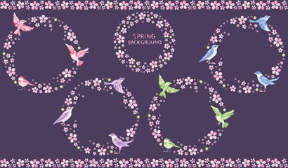 春　桜　小鳥　フレーム　セット