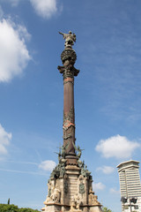 Fototapeta na wymiar Christopher Columbus memorial monument column in Barcelona, Spain