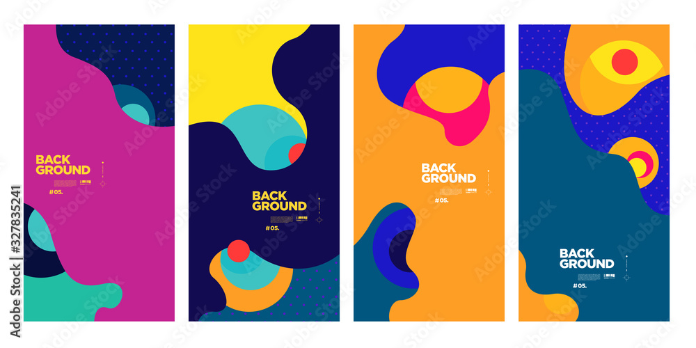 Poster vector abstract flat geometric and curve colourful background pattern for summer