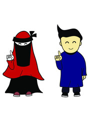 cute couple muslim using niqab