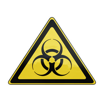 Biology and science. Virus or bacteria cells. Global alert. Epidemic. Biohazard sign. 3D render illustration.