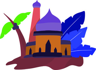 illustration of a mosque where Muslims worship