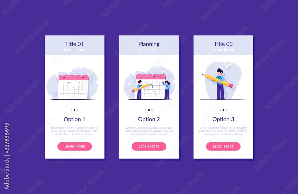 Poster concept of planning tasks for the week, month. employees with a pencil and a list of tasks are near 