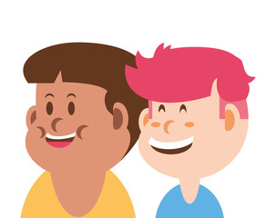 boys smiling on white background