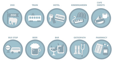 4/6青立体地図アイコン　旅行　観光　青　白　イラスト　ベクター　アイコン　シンボル　クリップアート　旅行　地図　挿絵